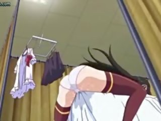 Busty Anime Brunette Masturbating