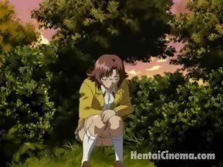 Brown Haired Hentai babe In Glasses Gives Felatio To A