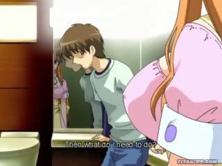 Enchanting big tit hentai anime virgin sis screwed in CR