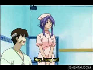 Hentai sweetie in kacamata gives bukkake to her medic in