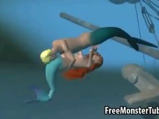 3d ariel від в трохи mermaid отримує трахкав жорсткий