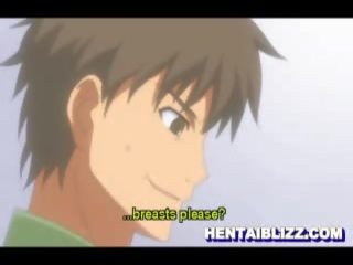 Busty hentai hand jerking and breast fucking hard