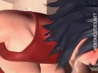 Sweet 3D anime seductress gives blowjob